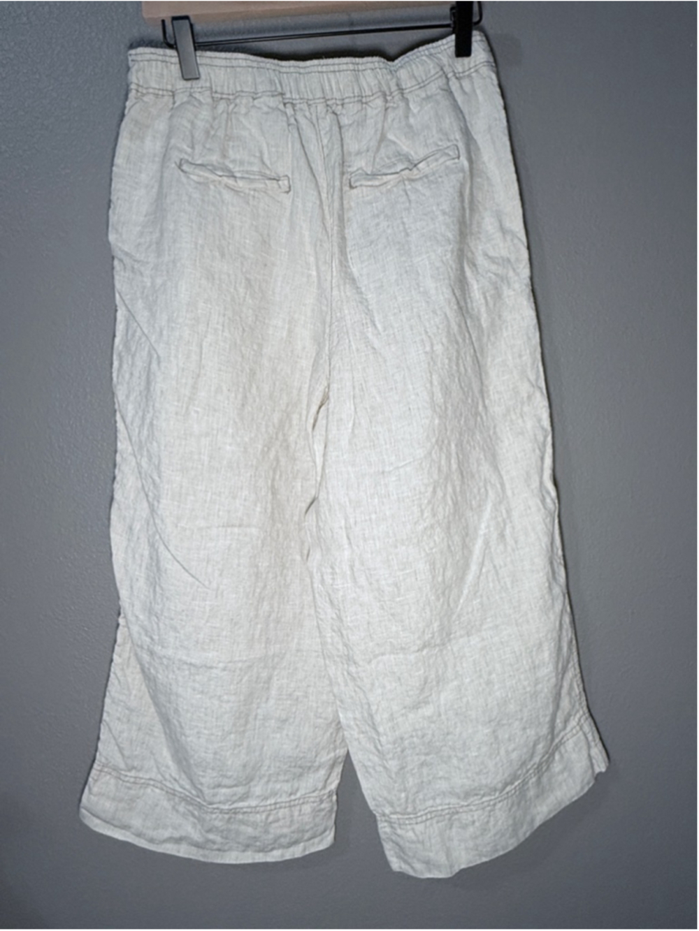 Women's elmentary Beige Linen Cropped Pants Size 10 - Picture 4 of 6